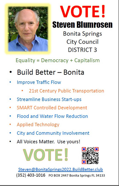 Reasons to vote for Steven Blumrosen.